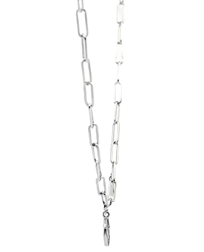 Meira T N13062 14K White Gold Evil Eye Paperclip Necklace