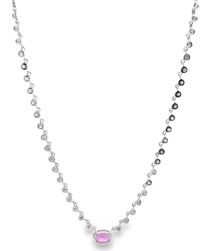 Meira T N13975/WP 14K White Gold Diamond & Pink Sapphire Necklace