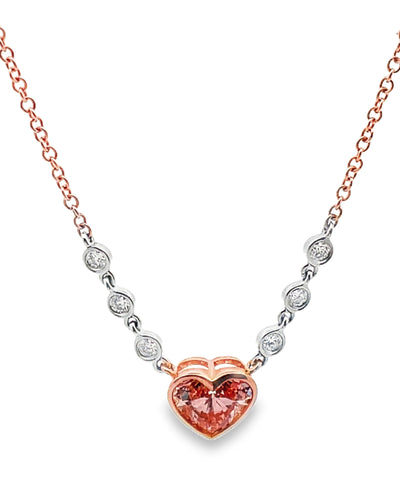 Meira T N14462/CV 14K Rose Gold Diamond Heart Pendant Necklace