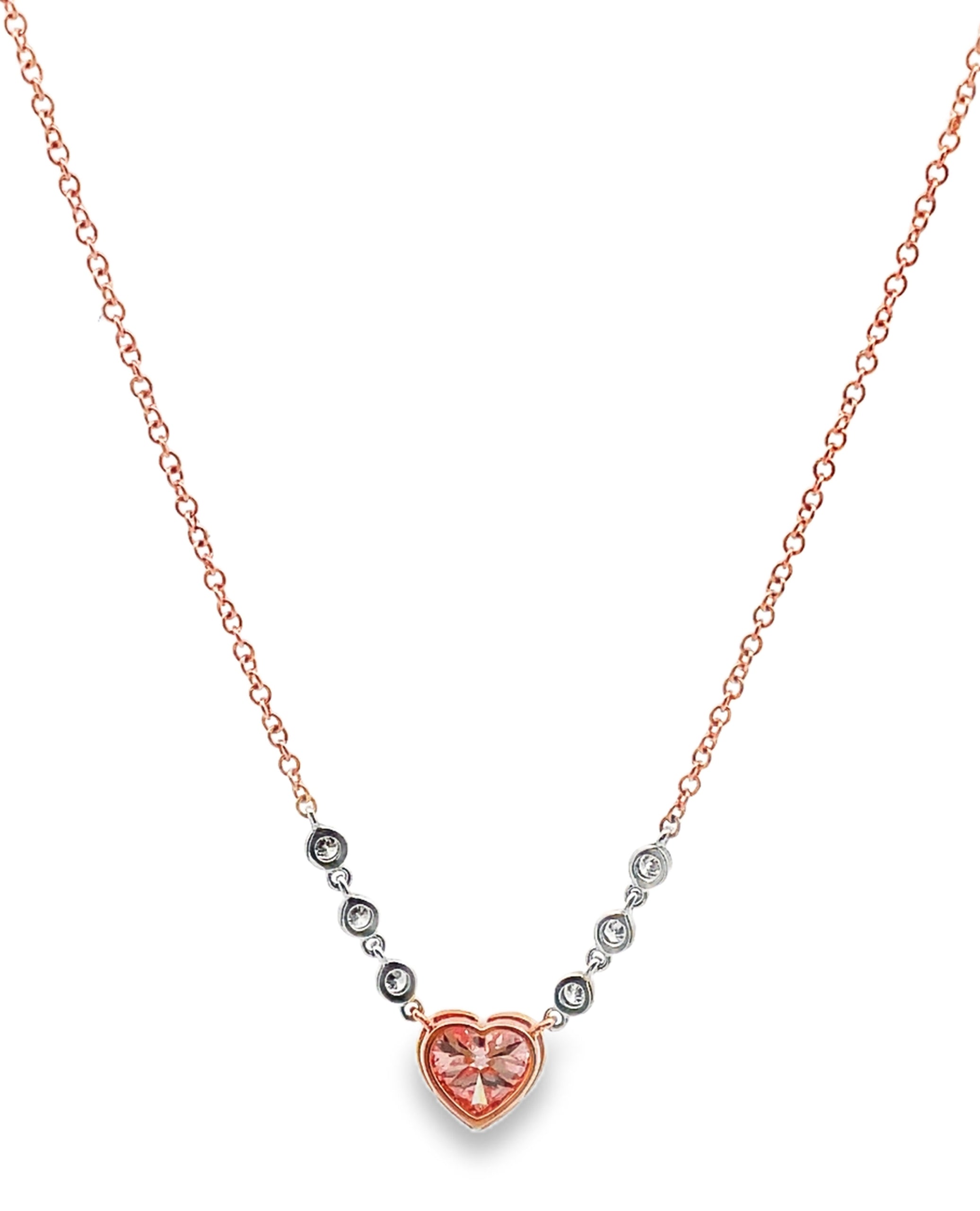 Meira T N14462/CV 14K Rose Gold Diamond Heart Pendant Necklace