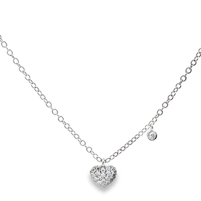 Meira T N14609/WG 14K White Gold Diamond Mini Heart Pendant Adjustable Necklace