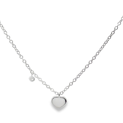 Meira T N14609/WG 14K White Gold Diamond Mini Heart Pendant Adjustable Necklace
