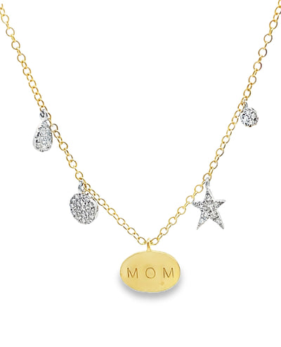 Meira T N16281/TY Mom Necklace in 14K Two Tone Gold with Diamond Charms
