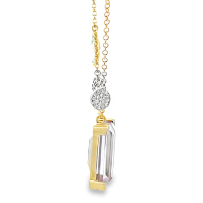 Meira T N16411/YA 14K Yellow Gold Amethyst, Blue Topaz and Diamond Pendant Adjustable Necklace