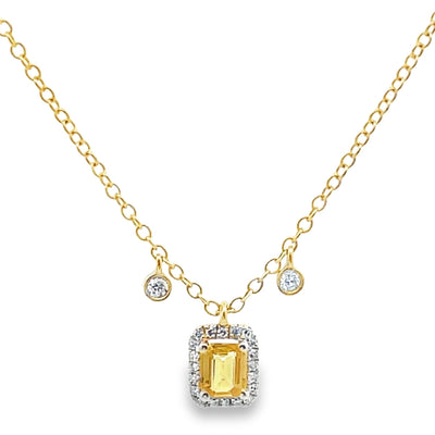 Meira T N16647/YS 14K Yellow Gold Yellow Sapphire & Diamond Pendant Adjustable Necklace