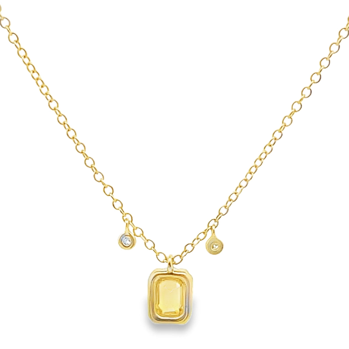 Meira T N16647/YS 14K Yellow Gold Yellow Sapphire & Diamond Pendant Adjustable Necklace