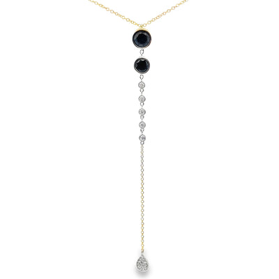 Meira T N16775/YB 14K Yellow Gold Long Necklace with Black & White Diamonds