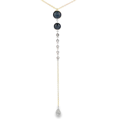 Meira T N16775/YB 14K Yellow Gold Long Necklace with Black & White Diamonds