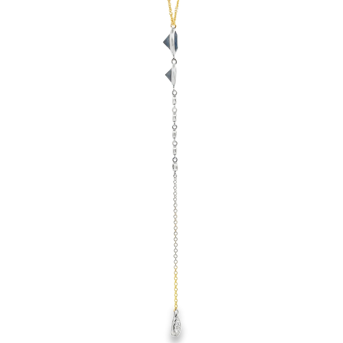 Meira T N16775/YB 14K Yellow Gold Long Necklace with Black & White Diamonds