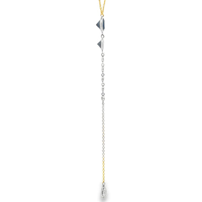 Meira T N16775/YB 14K Yellow Gold Long Necklace with Black & White Diamonds