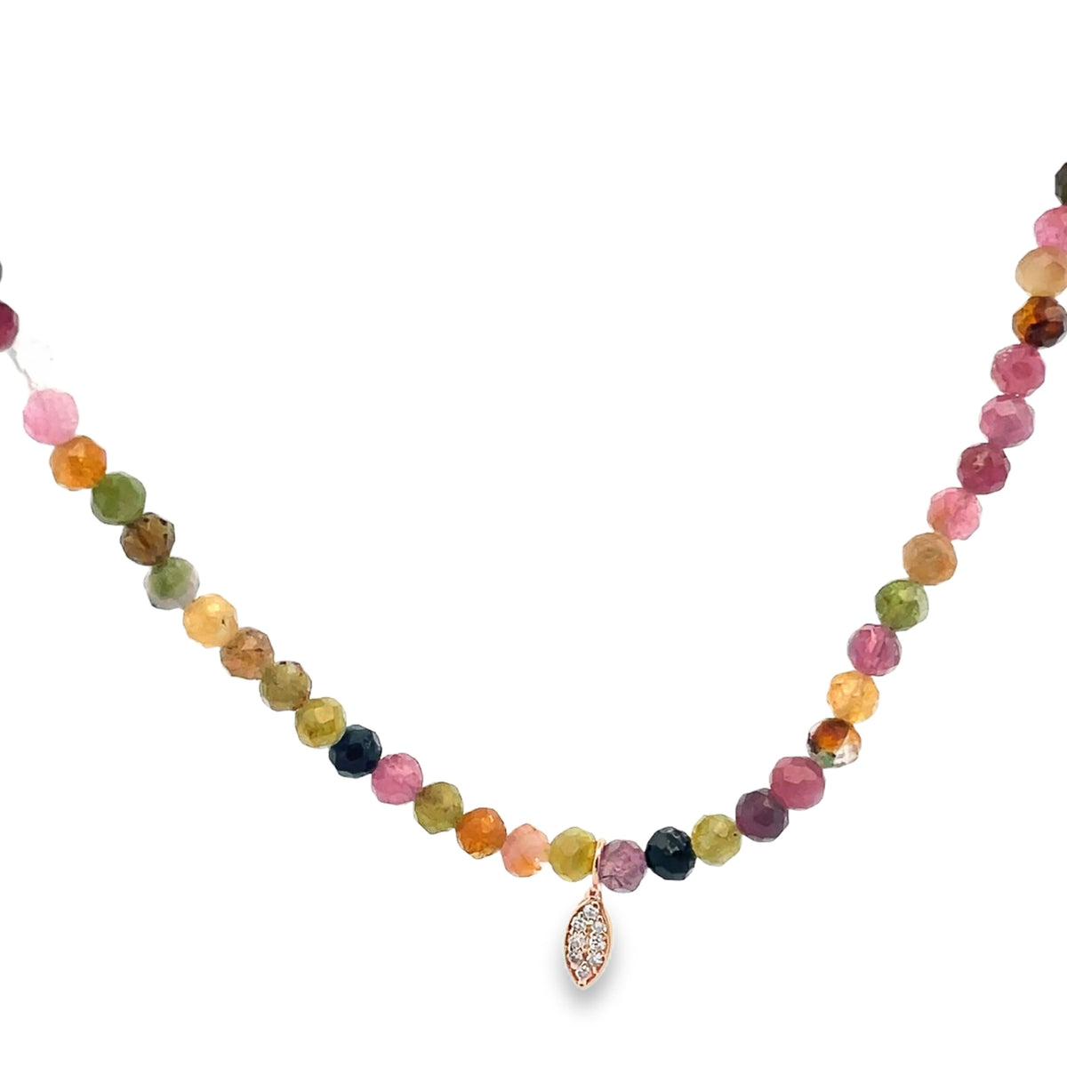 Meira T N16922/PT 9K Rose Gold Multicolor Tourmaline Adjustable Necklace