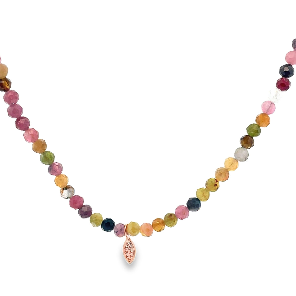 Meira T N16922/PT 9K Rose Gold Multicolor Tourmaline Adjustable Necklace