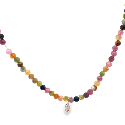 Meira T N16922/PT 9K Rose Gold Multicolor Tourmaline Adjustable Necklace