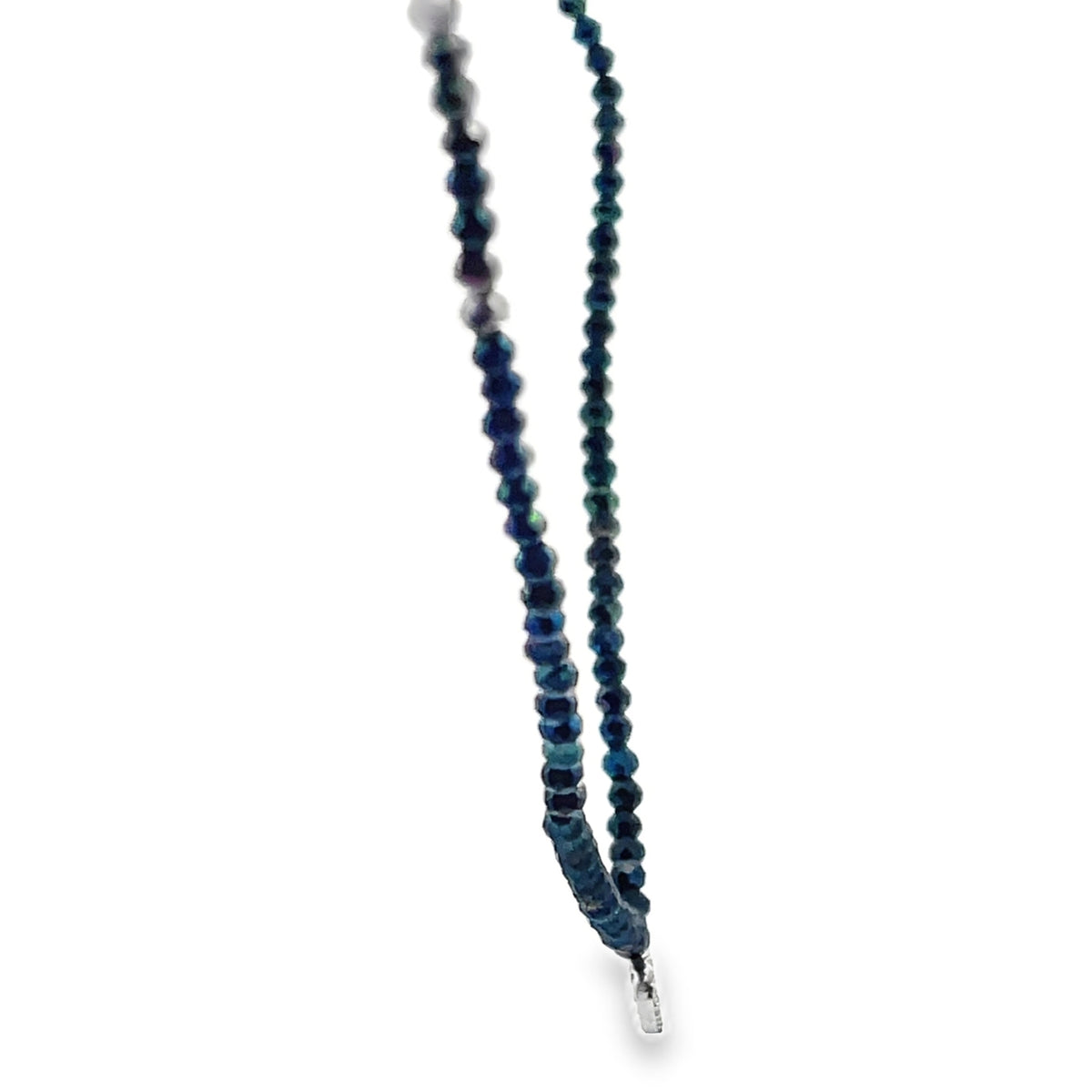 Meira T N16933/WB 9K White Gold Adjustable Black Spinel Necklace with Diamond Heart Pendant