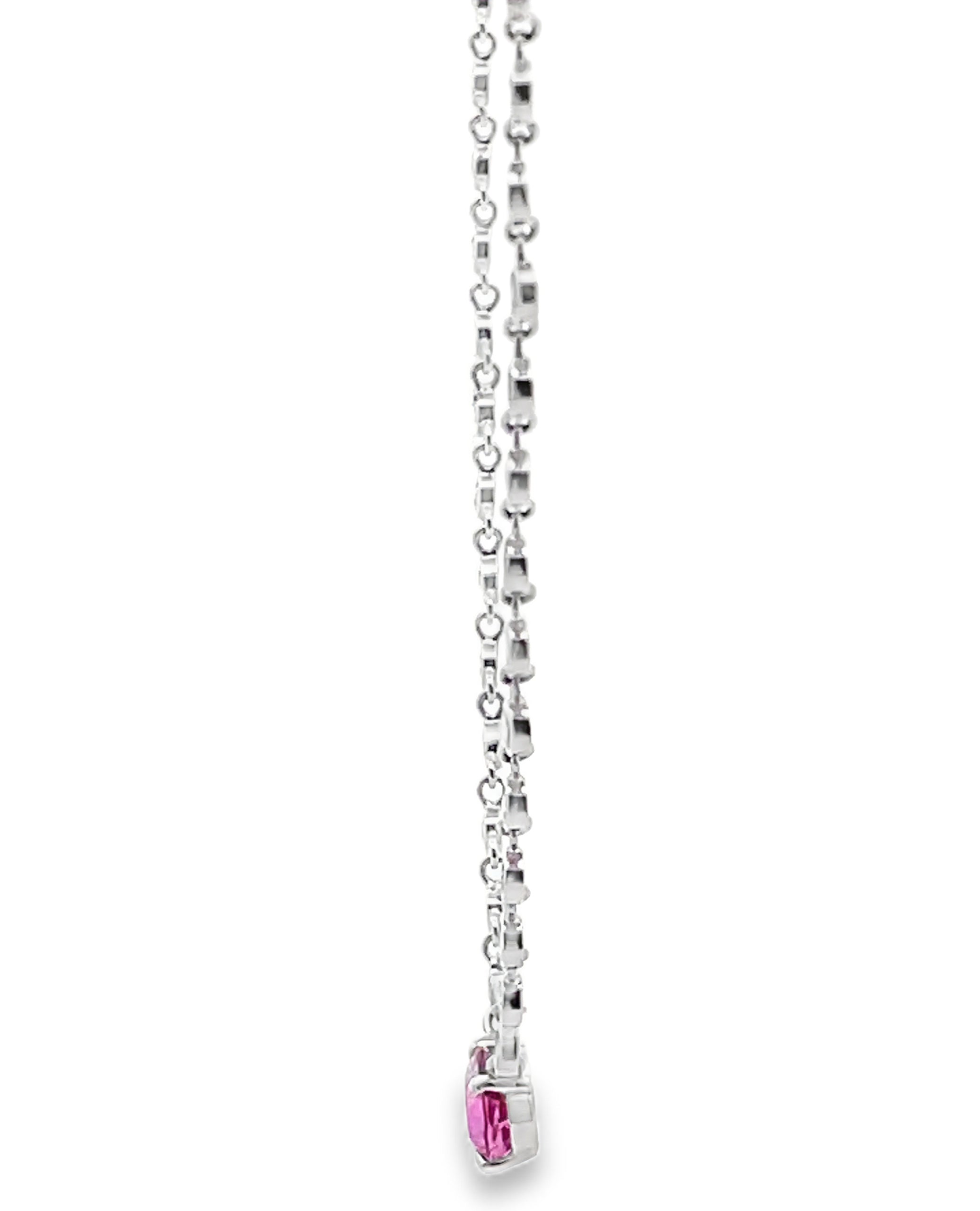 Meira T N13975/WP 14K White Gold Diamond & Pink Sapphire Necklace
