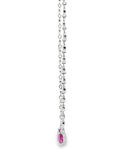 Meira T N13975/WP 14K White Gold Diamond & Pink Sapphire Necklace