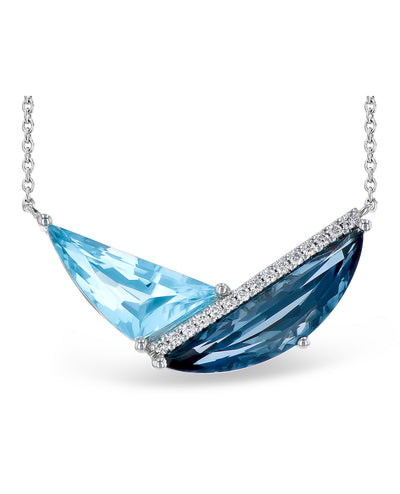 Allison Kaufman 14K White Gold Blue Topaz Asymmetric Necklace