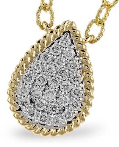 Allison Kaufman 14K Yellow Gold Pear Shaped Diamond Pendant Necklace