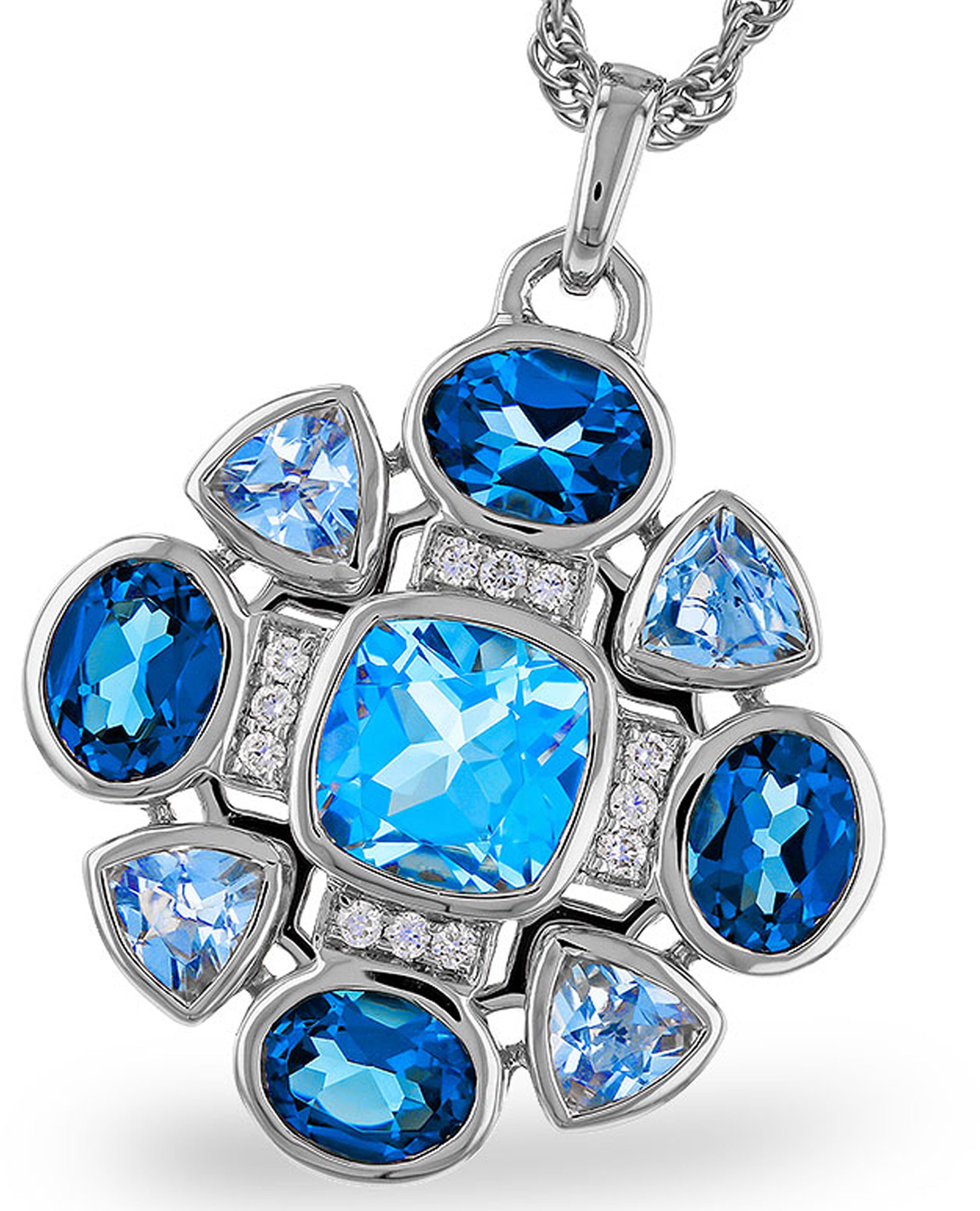 Allison Kaufman 14K White Gold Blue Topaz & Diamond Necklace