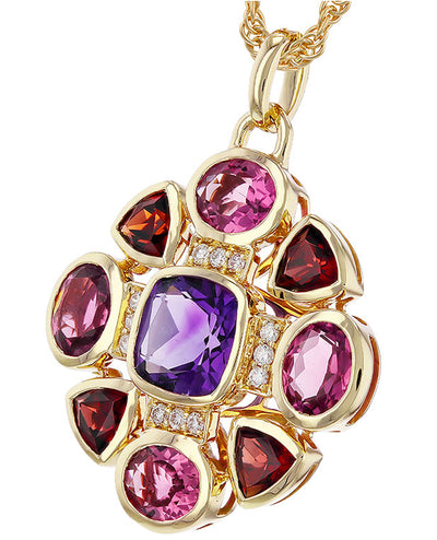 Allison Kaufman 14K Yellow Gold Semi Precious Stone & Diamond Geometric Necklace