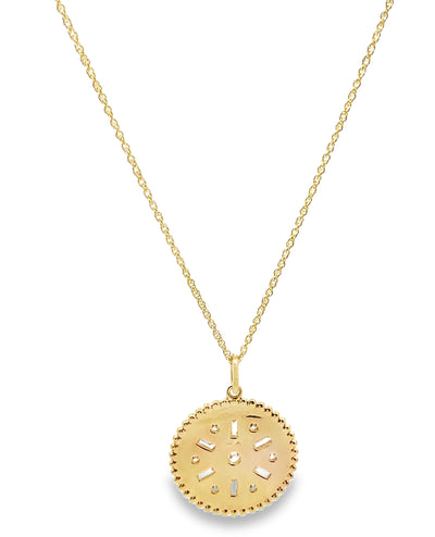 Allison Kaufman 14K Yellow Gold Sliding Round Pendant Geometric Necklace with Diamonds