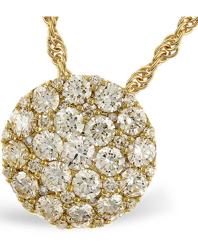 Allison Kaufman 14K Yellow Gold Diamond Circle Pendant Necklace 1.00 Carats
