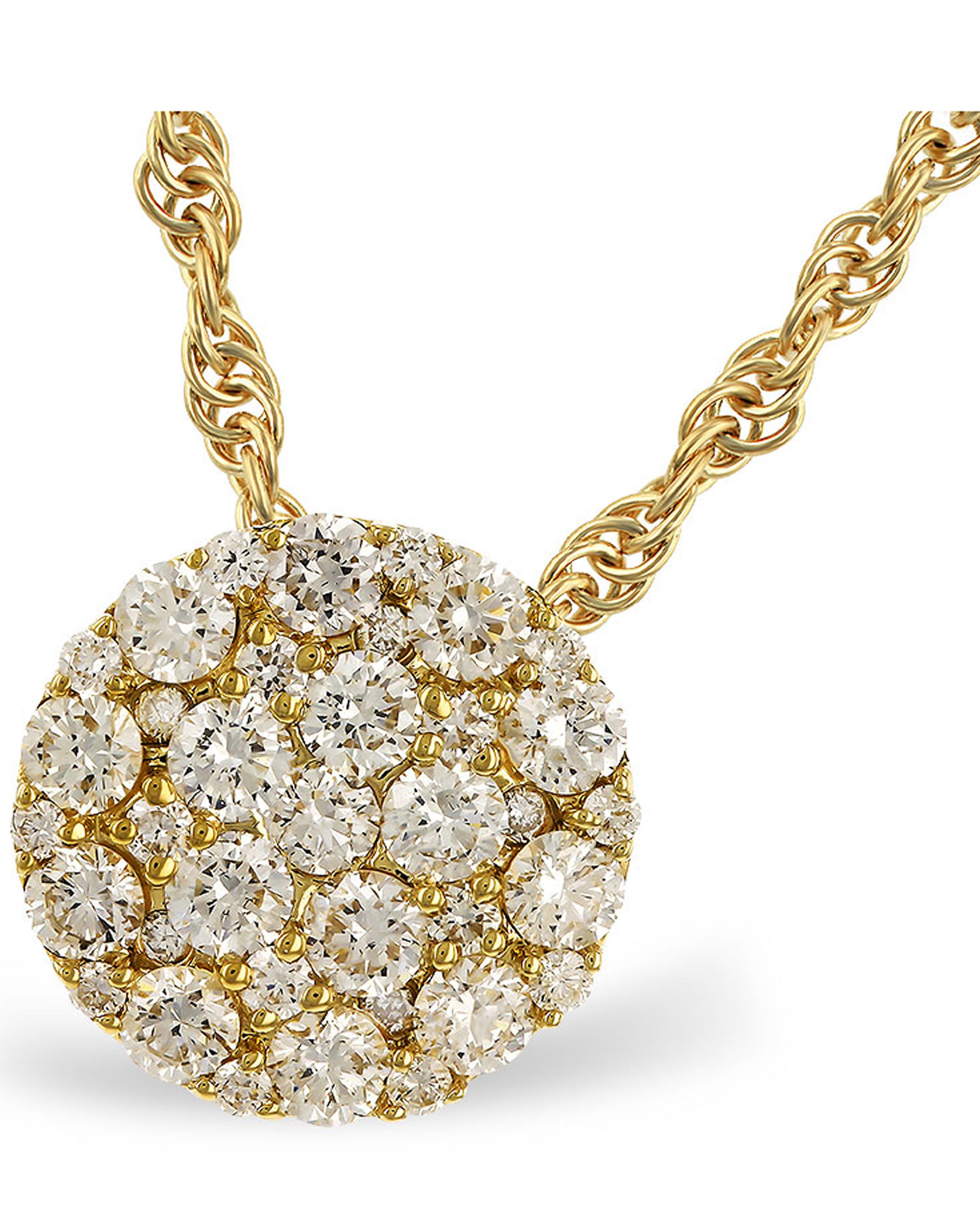 Allison Kaufman 14K Yellow Gold Diamond Circle Pendant Necklace 0.50 Carats