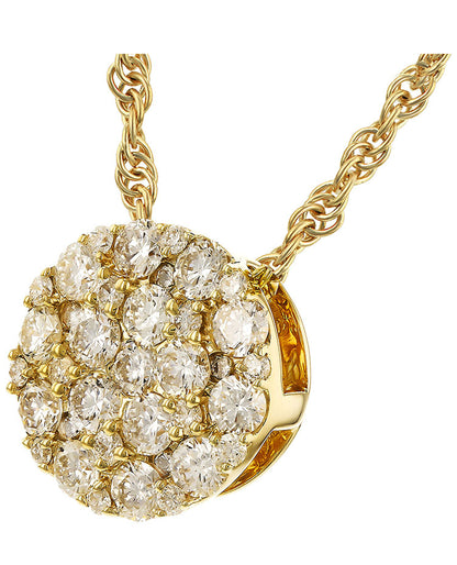 Allison Kaufman 14K Yellow Gold Diamond Circle Pendant Necklace 0.50 Carats