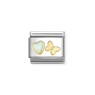 Nomination Composable Link 030523/11 White Opal Heart, Butterfly