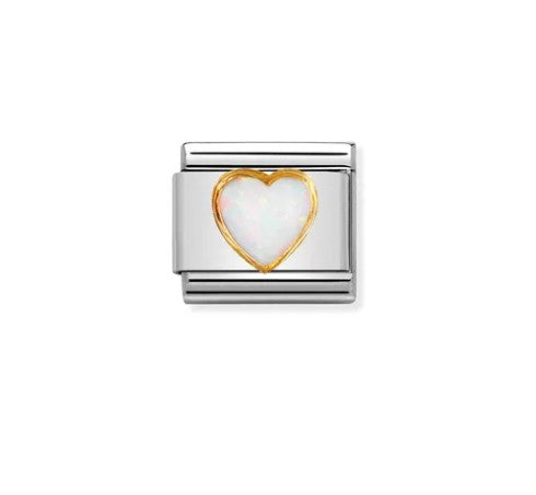 Nomination Composable 030501/07 Heart White Opal in 18K Gold