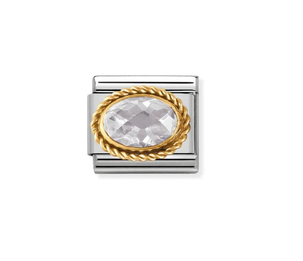 Nomination Composable 030602/010 Oval White CZ in 18K Gold