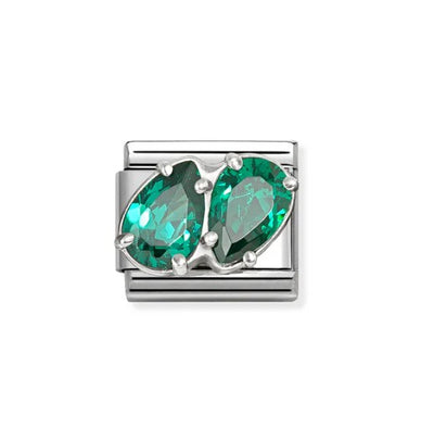 Nomination Composable Link 330329/12 Green Double Teardrops