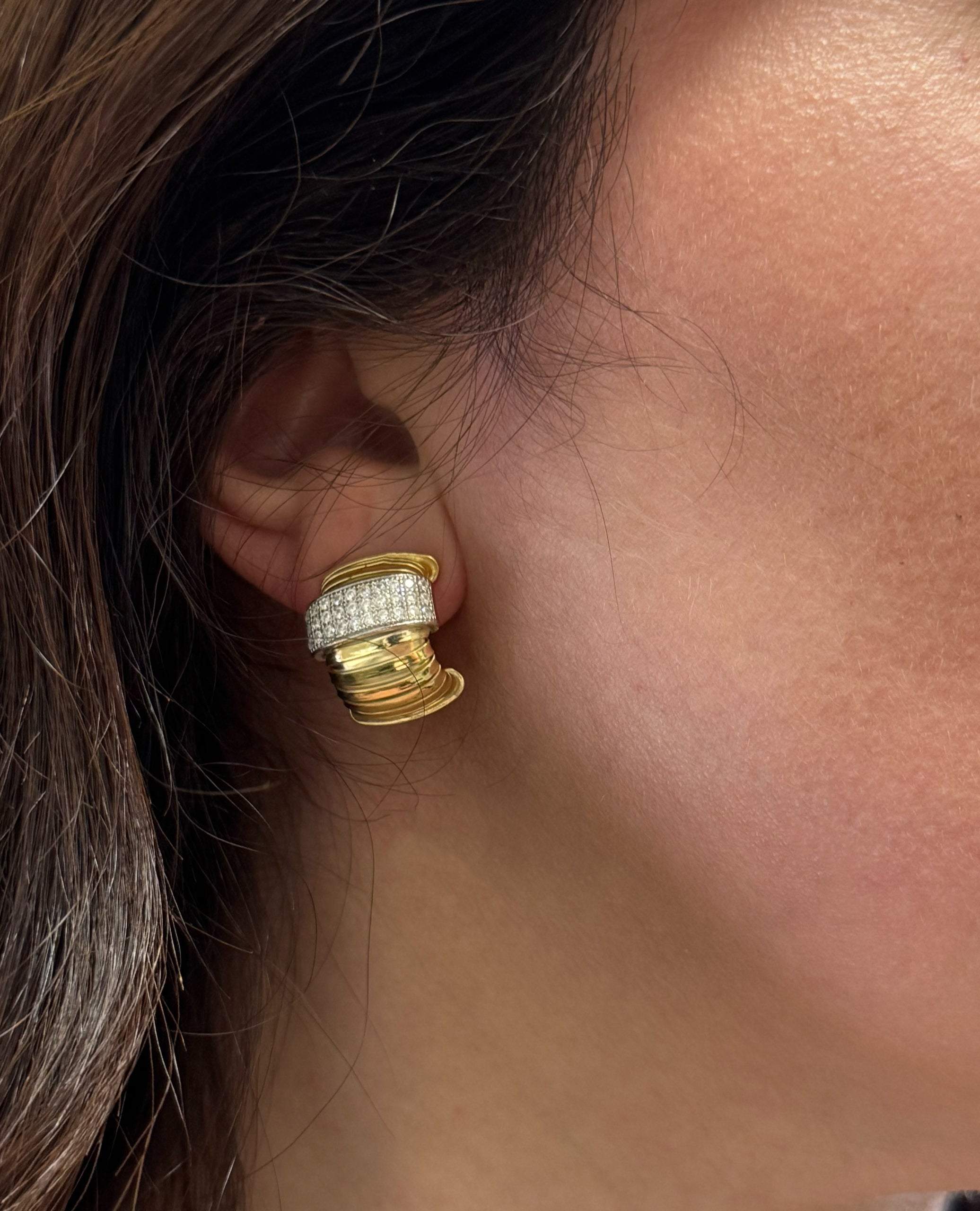 Marcello Pane Tubogas Twist Sterling Silver Earrings with 18K Yellow Gold Overlay