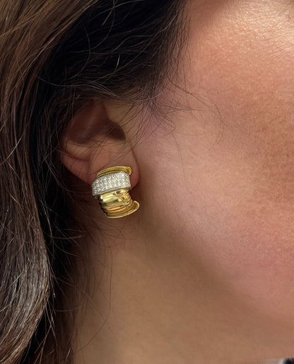 Marcello Pane Tubogas Twist Sterling Silver Earrings with 18K Yellow Gold Overlay