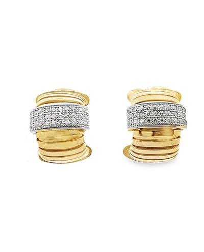 Marcello Pane Tubogas Twist Sterling Silver Earrings with 18K Yellow Gold Overlay