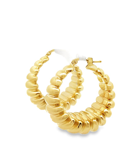 Marcello Pane Honey Hoop Sterling Silver Earrings with 18K Yellow Gold Overlay