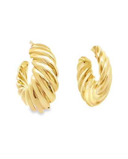 Marcello Pane Twisted Sterling Silver Earring with 18K Yellow Gold Overlay
