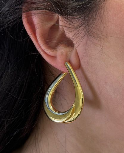 Marcello Pane Sterling Silver Teardrop Earrings with 18K Yellow Gold Overlay