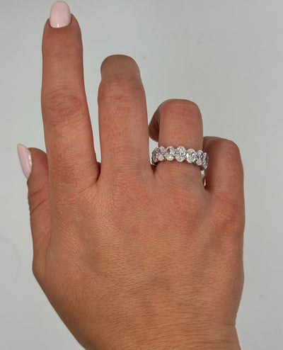 18K White Gold Eternity Band with 6.63 Carats Oval Diamonds
