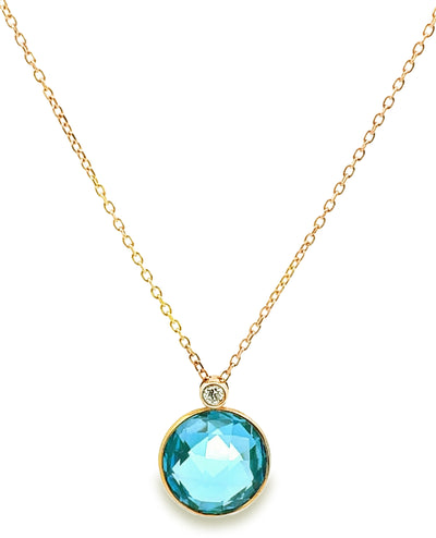 Olivia B. 14K Yellow Gold Swiss Blue Topaz "Snowman" Necklace