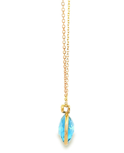 Olivia B. 14K Yellow Gold Swiss Blue Topaz "Snowman" Necklace