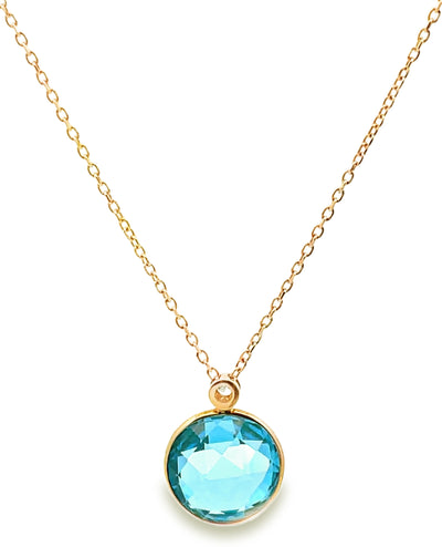 Olivia B. 14K Yellow Gold Swiss Blue Topaz "Snowman" Necklace