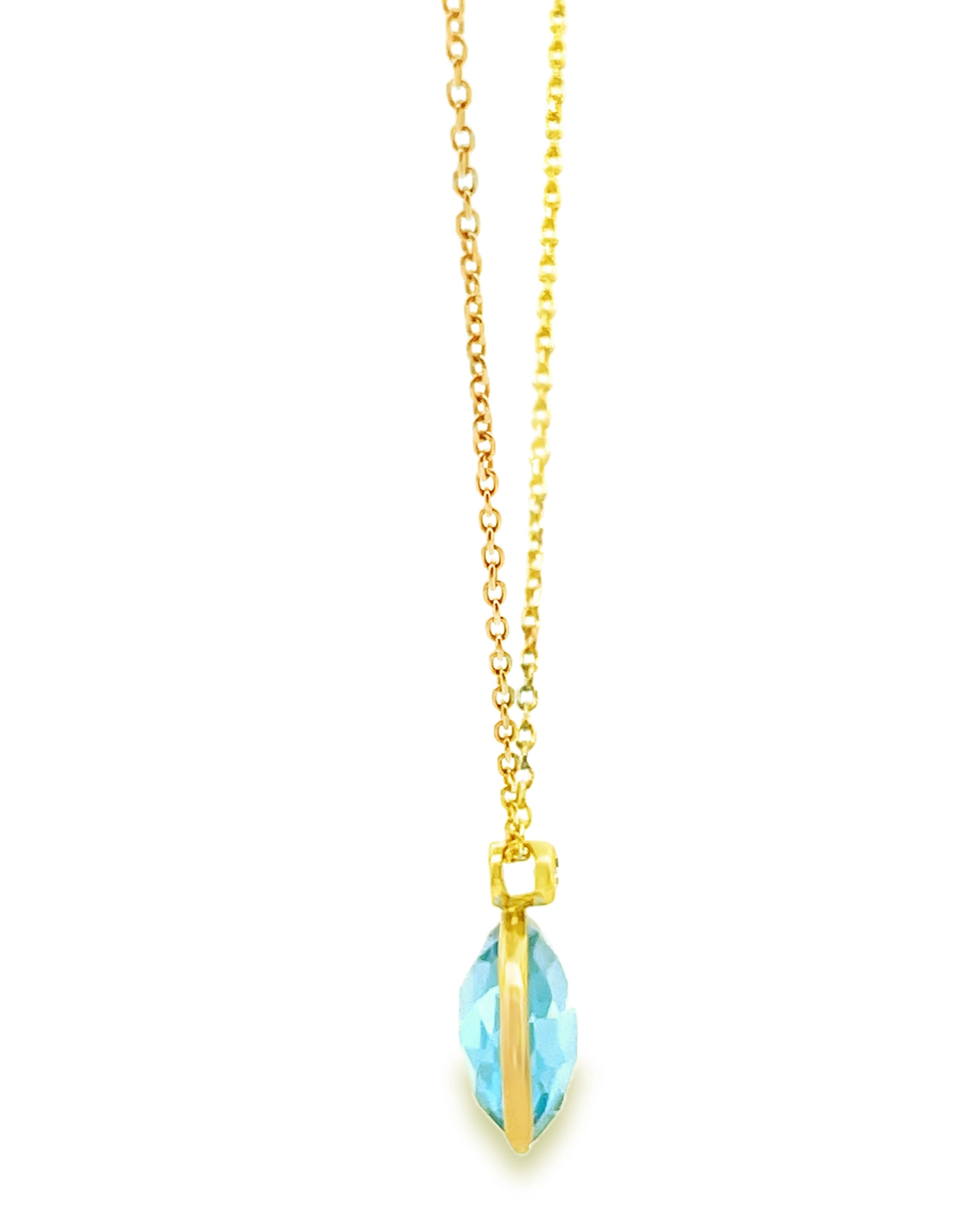 Olivia B. 14K Yellow Gold Swiss Blue Topaz "Snowman" Necklace