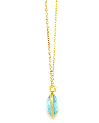 Olivia B. 14K Yellow Gold Swiss Blue Topaz "Snowman" Necklace