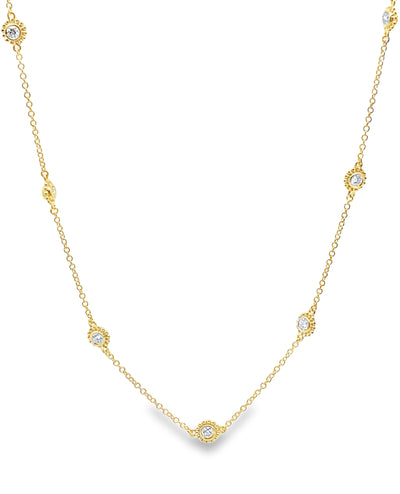 14K Yellow Gold 7 Station Diamond Necklace