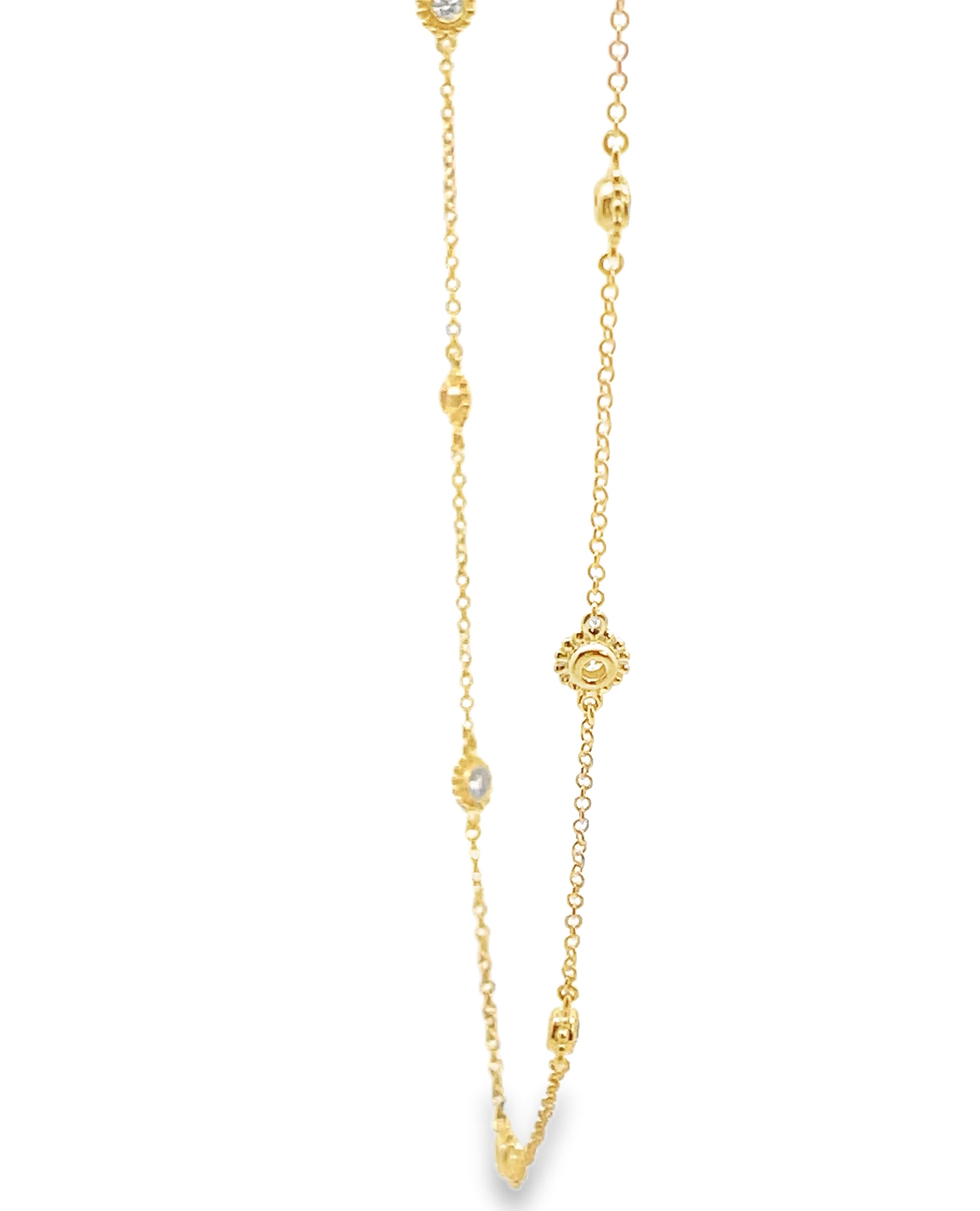 14K Yellow Gold 7 Station Diamond Necklace