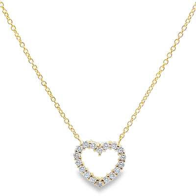 14K Yellow Gold 0.33 Carat Diamond Heart Pendant Necklace