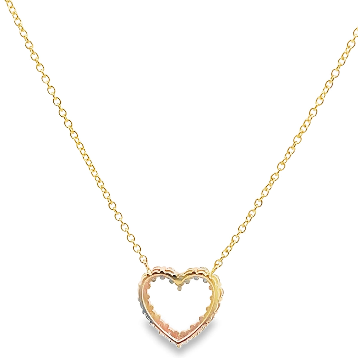 14K Yellow Gold 0.33 Carat Diamond Heart Pendant Necklace