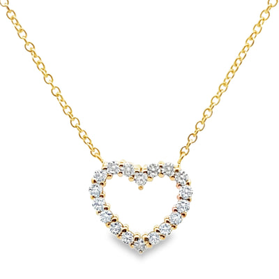 14K Yellow Gold 0.33 Carat Diamond Heart Pendant Necklace
