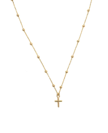 14K Yellow Gold Mini Cross Necklace